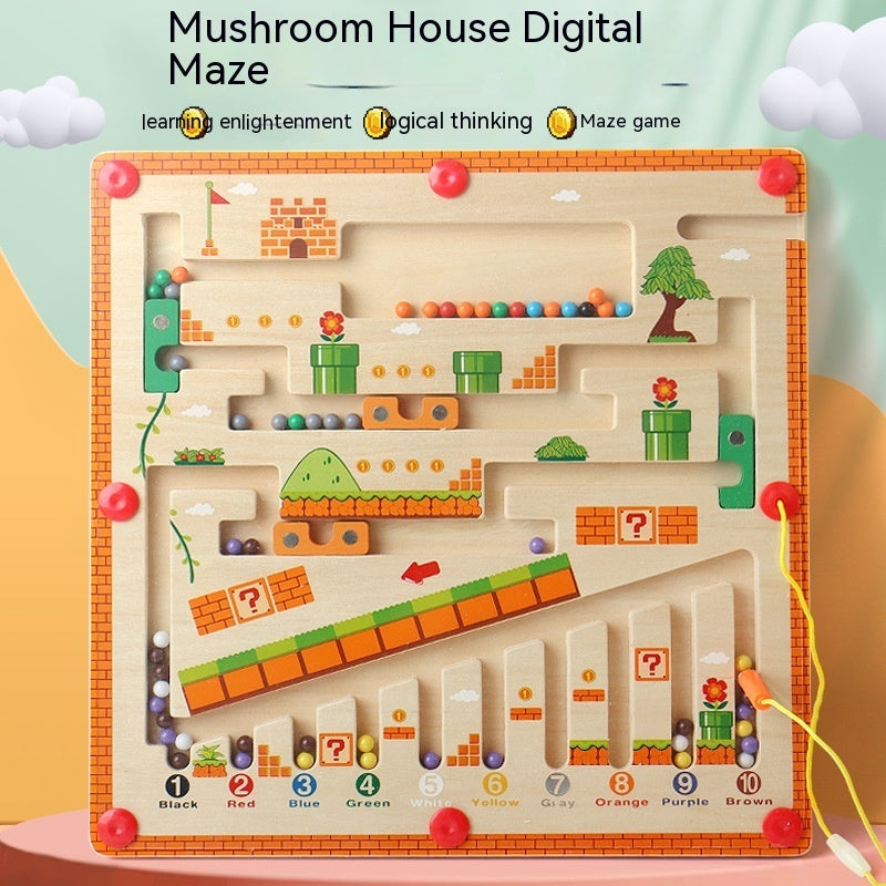 Magnetic Color Digital Maze Wooden Puzzle，Baby Concentration Training, Logic Thinking For 2 year Old Early Education