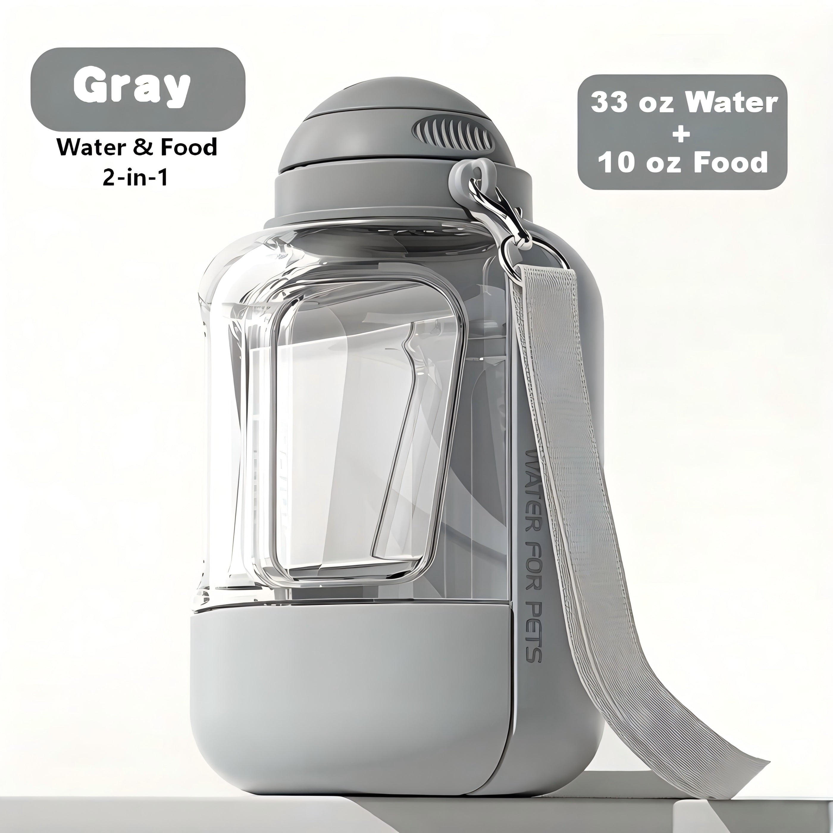 Dog Travel Bottle with Food Container– Large Capacity (32 oz Water & 10 oz Food), Leak-Proof, Perfect for  Dogs or Multiple Pets on the Go