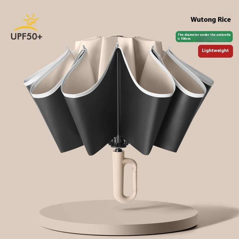 Inverted Umbrella with Carabiner Handle, Compact Wind Proof Umbrellas For Rain and Sun Protection, Portable Reverse Folding Umbrella, Car Umbrella