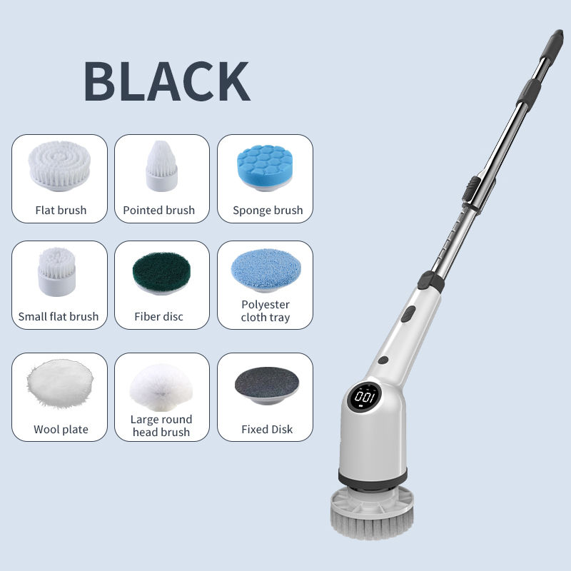 Electric Spin Scrubber - 9 Replacement Brush Heads, 3 Adjustable Sizes, 8000mAh Battery, Dual Speeds,Lightweight USB Handheld Design For Home Cleaning