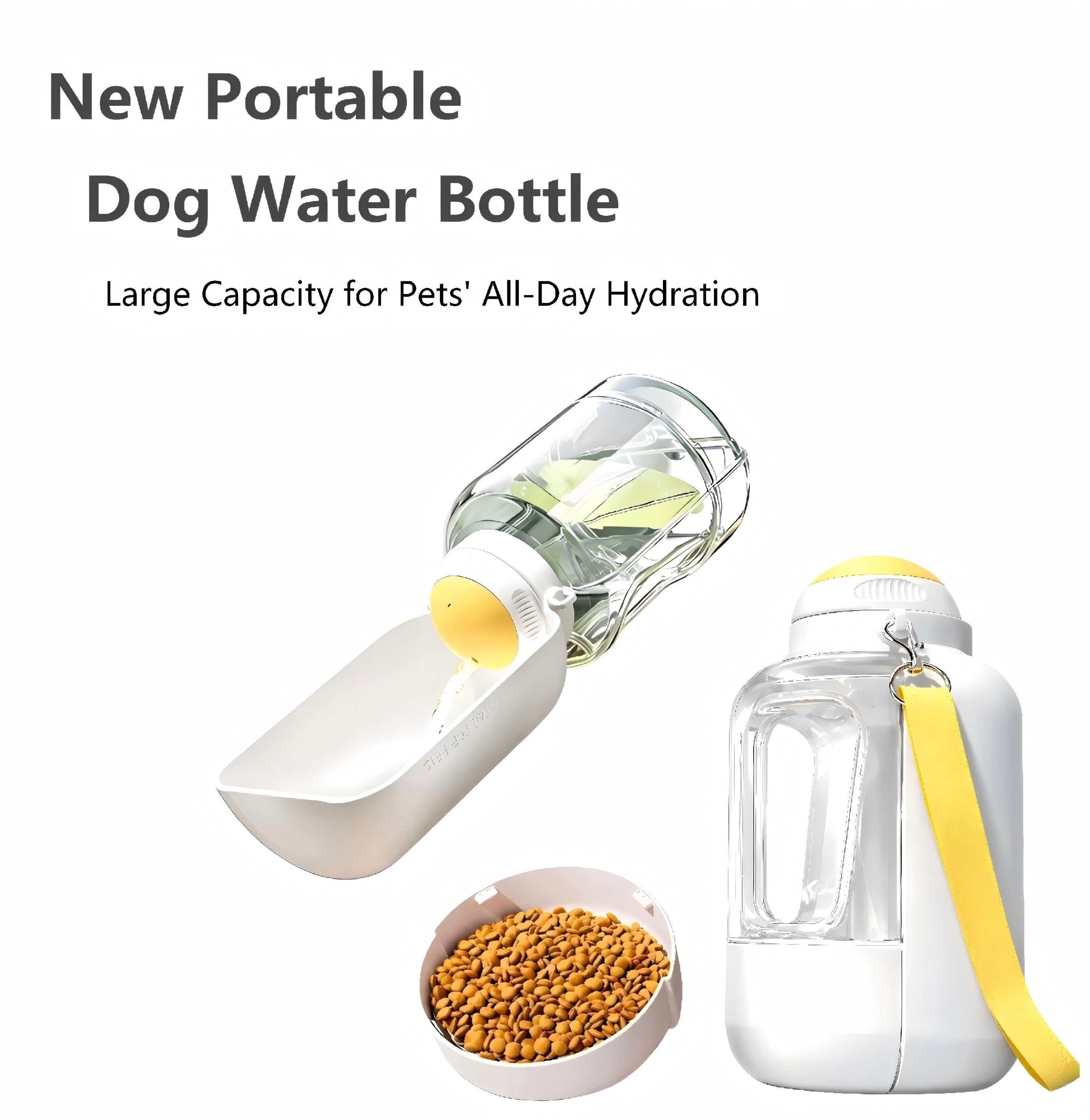 Dog Travel Bottle with Food Container– Large Capacity (32 oz Water & 10 oz Food), Leak-Proof, Perfect for  Dogs or Multiple Pets on the Go