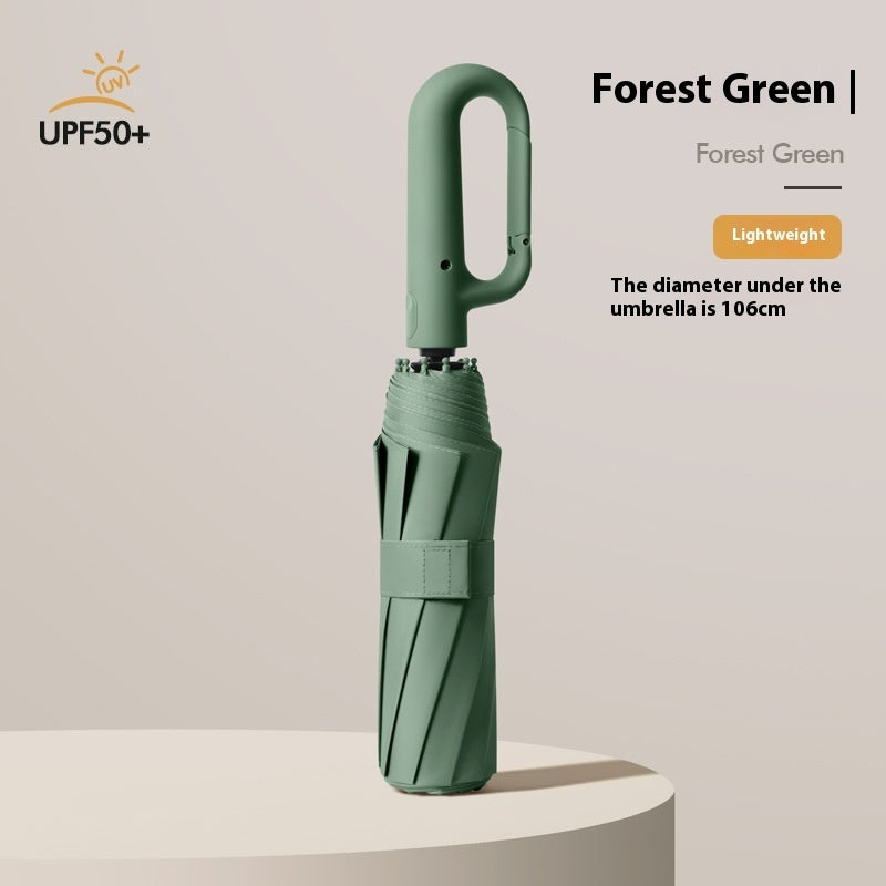 Inverted Umbrella with Carabiner Handle, Compact Wind Proof Umbrellas For Rain and Sun Protection, Portable Reverse Folding Umbrella, Car Umbrella