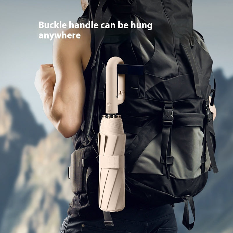 Inverted Umbrella with Carabiner Handle, Compact Wind Proof Umbrellas For Rain and Sun Protection, Portable Reverse Folding Umbrella, Car Umbrella