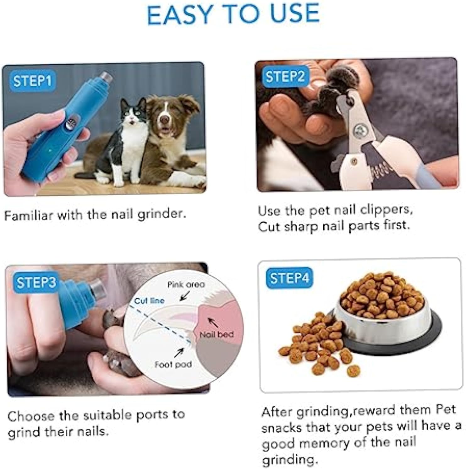 Electric Rechargeable Pet Nail Trimmer Painless Paws Grooming & Smoothing for Small Medium Large Dogs & Cats