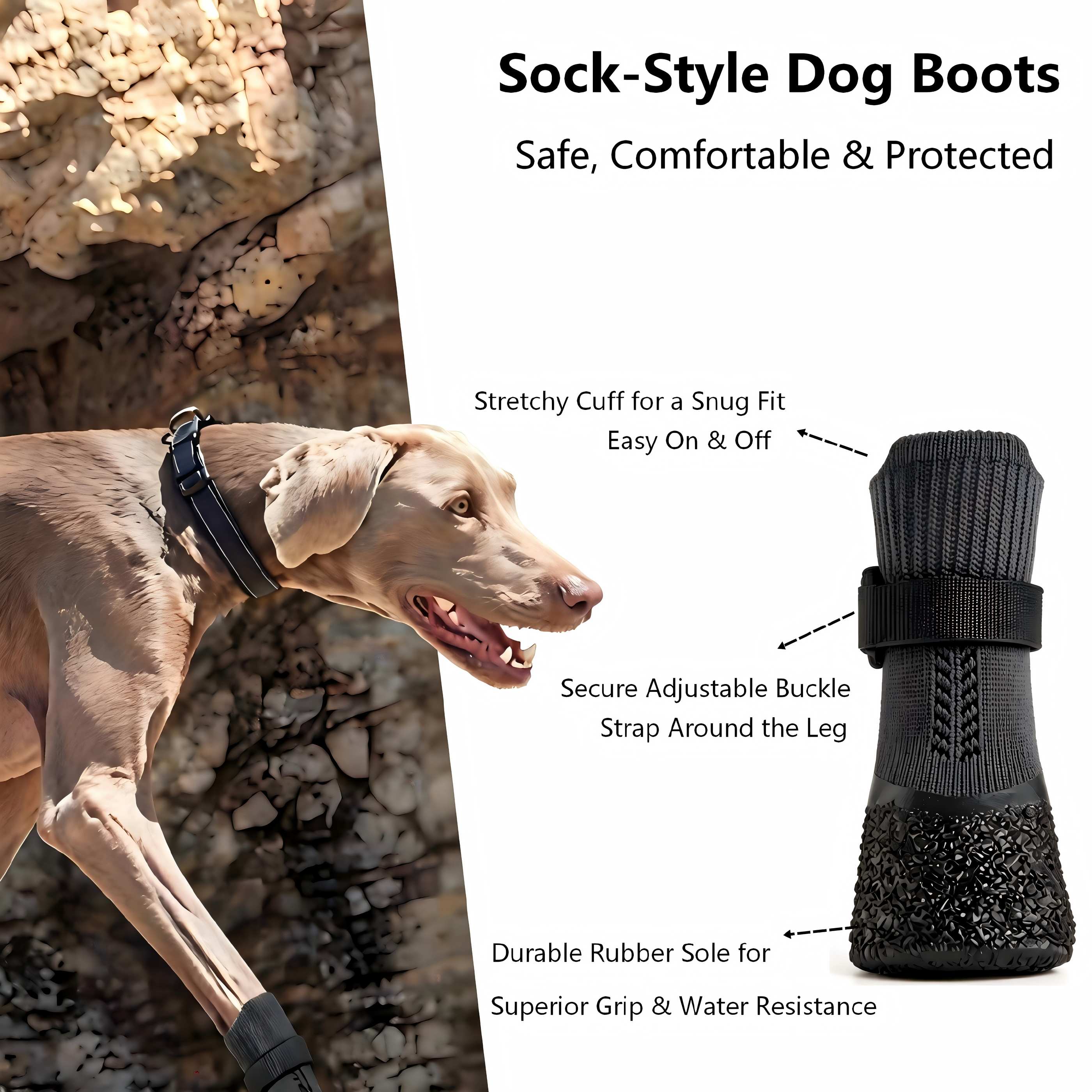 Waterproof Dog Boots, Non-Slip Dog Socks for Indoor & Outdoor Use, Protect Paws from Hot Pavement & Snow, Comfortable & Durable for Small Medium Large Dogs