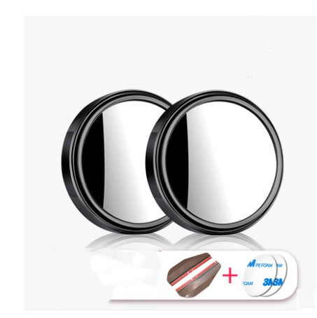 2Pcs Round Frame Convex Blind Spot Mirror Safety Driving Wide-angle 360 Degree Adjustable Clear Rearview Mirror