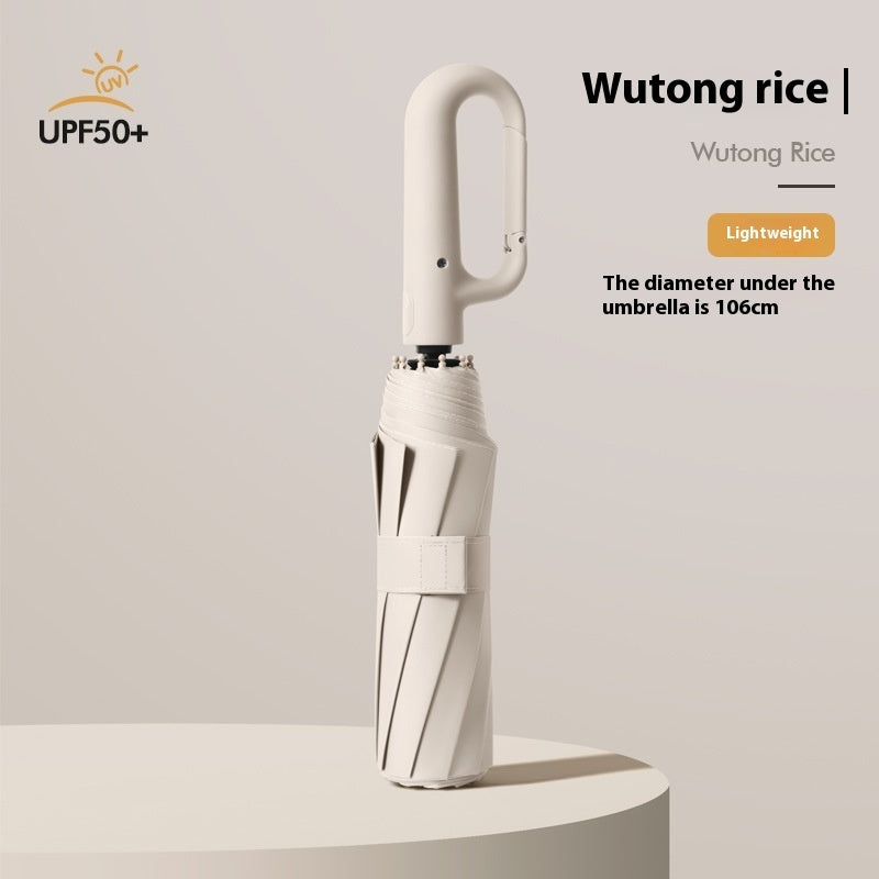 Inverted Umbrella with Carabiner Handle, Compact Wind Proof Umbrellas For Rain and Sun Protection, Portable Reverse Folding Umbrella, Car Umbrella