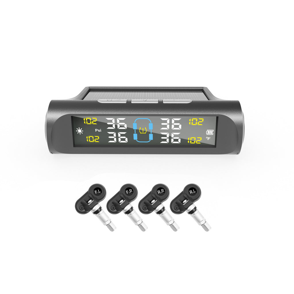 E-ACE Solar Power TPMS Car Tire Pressure Alarm Monitor System Auto Security Alarm Systems Tyre Pressure Temperature Warning