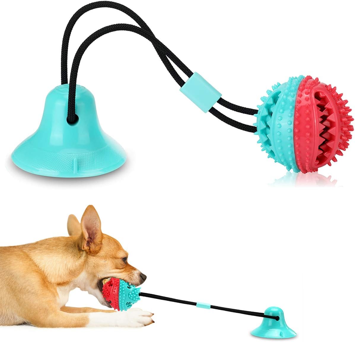 Interactive Suction Cup Dog Toy, Mentally Stimulating Toys for Dog, Puppy Teething Toys for Boredom to Keep Them Busy, Dog Puzzle Treat Food Dispensing Ball Toy for Small Medium Dogs on Smooth Floor