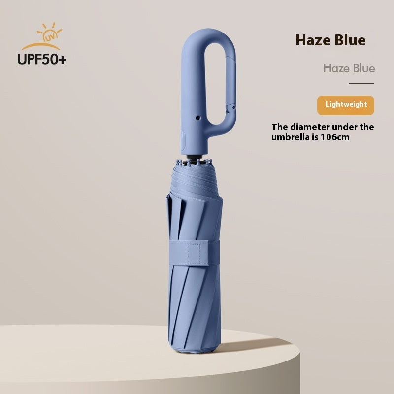 Inverted Umbrella with Carabiner Handle, Compact Wind Proof Umbrellas For Rain and Sun Protection, Portable Reverse Folding Umbrella, Car Umbrella