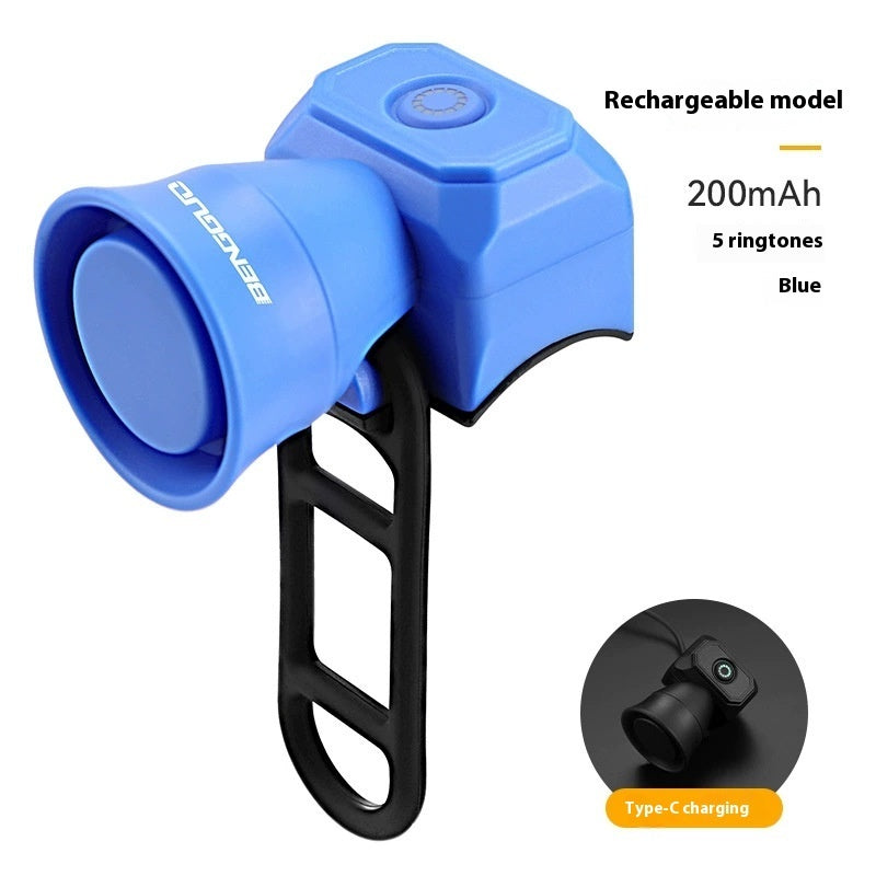 Electric Bike Horn - Electronic Bicycle Bell with 5 Sound Modes, Rechargeable USB Type-C, Volume 50-120 DB Waterproof Horn for Women Men Kids Tricycles Scooter BMX MTB