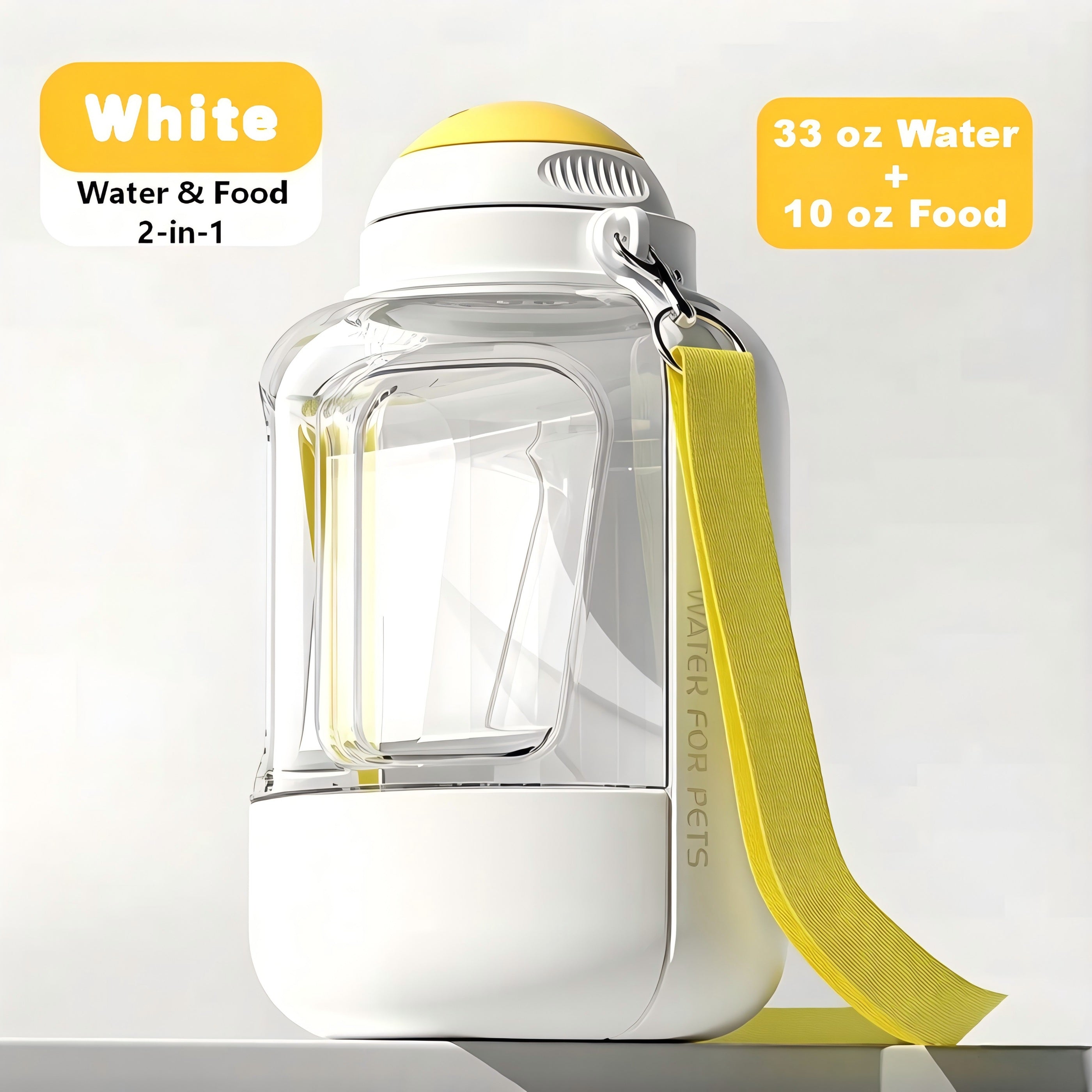 Dog Travel Bottle with Food Container– Large Capacity (32 oz Water & 10 oz Food), Leak-Proof, Perfect for  Dogs or Multiple Pets on the Go
