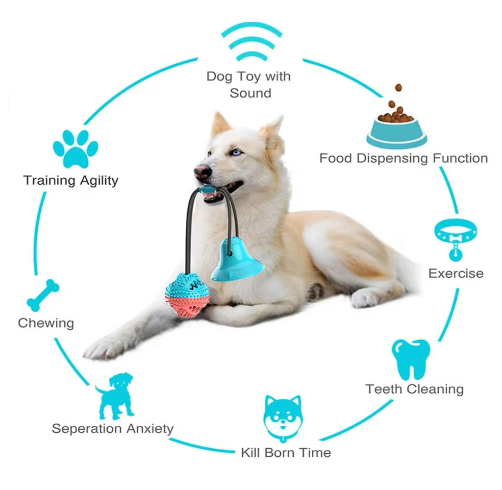 Interactive Suction Cup Dog Toy, Mentally Stimulating Toys for Dog, Puppy Teething Toys for Boredom to Keep Them Busy, Dog Puzzle Treat Food Dispensing Ball Toy for Small Medium Dogs on Smooth Floor