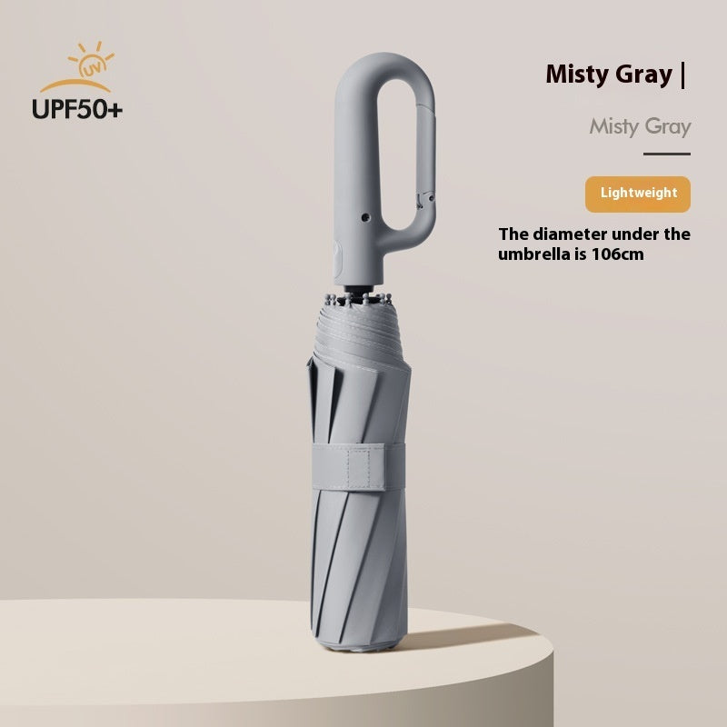 Inverted Umbrella with Carabiner Handle, Compact Wind Proof Umbrellas For Rain and Sun Protection, Portable Reverse Folding Umbrella, Car Umbrella