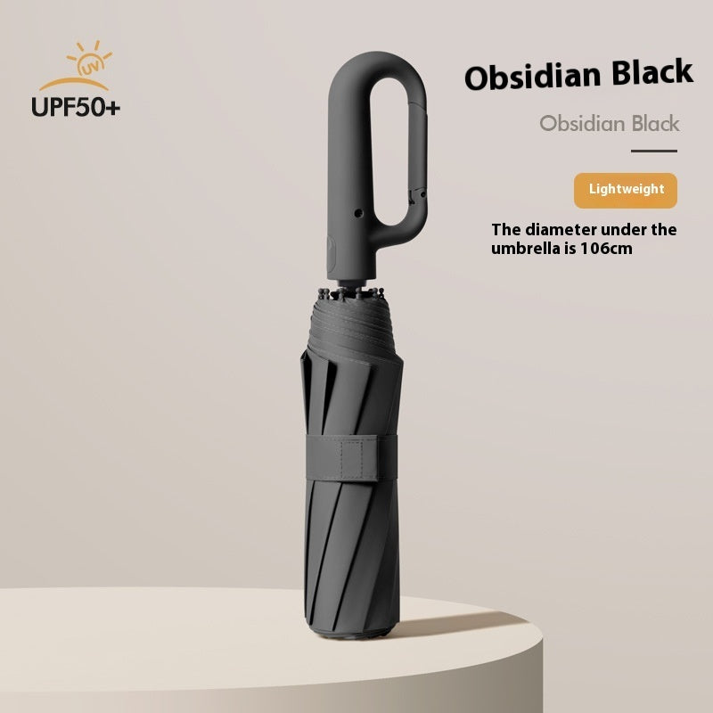 Inverted Umbrella with Carabiner Handle, Compact Wind Proof Umbrellas For Rain and Sun Protection, Portable Reverse Folding Umbrella, Car Umbrella