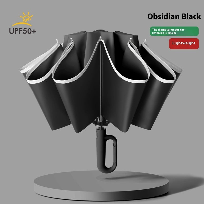 Inverted Umbrella with Carabiner Handle, Compact Wind Proof Umbrellas For Rain and Sun Protection, Portable Reverse Folding Umbrella, Car Umbrella