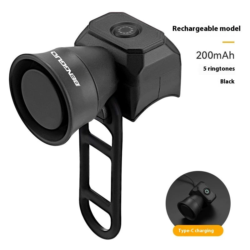 Electric Bike Horn - Electronic Bicycle Bell with 5 Sound Modes, Rechargeable USB Type-C, Volume 50-120 DB Waterproof Horn for Women Men Kids Tricycles Scooter BMX MTB