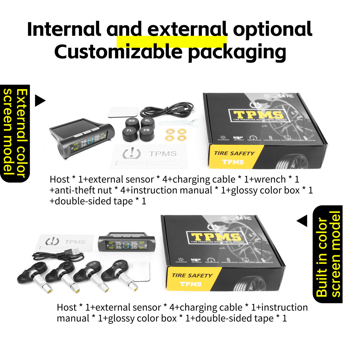 E-ACE Solar Power TPMS Car Tire Pressure Alarm Monitor System Auto Security Alarm Systems Tyre Pressure Temperature Warning