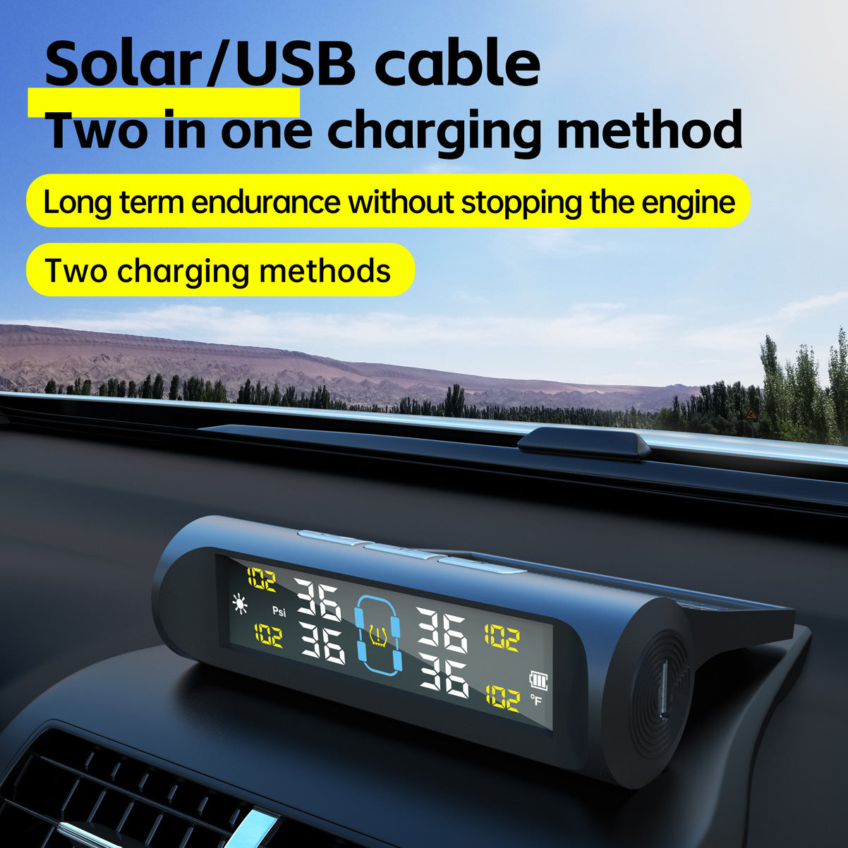 E-ACE Solar Power TPMS Car Tire Pressure Alarm Monitor System Auto Security Alarm Systems Tyre Pressure Temperature Warning